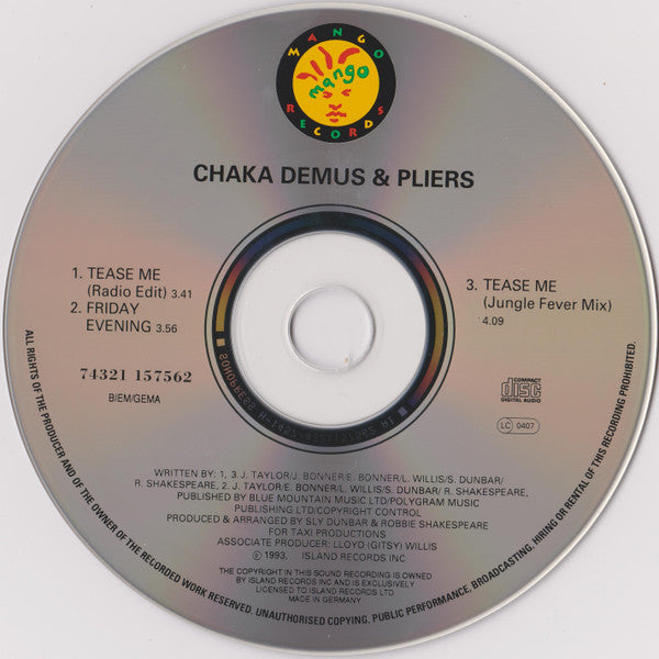 Chaka Demus & Pliers : Tease Me (CD, Maxi)