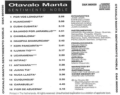 Otavalo Manta : Sentimiento Noble (CD, Album)