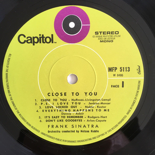 Frank Sinatra : Close To You (LP, Album, Mono, RE)