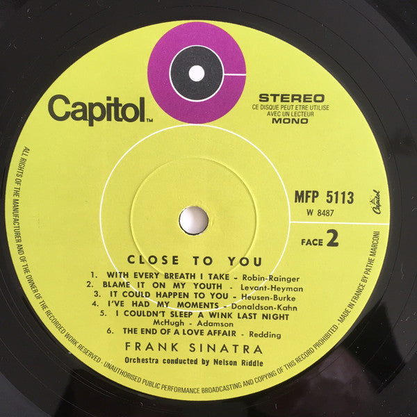 Frank Sinatra : Close To You (LP, Album, Mono, RE)