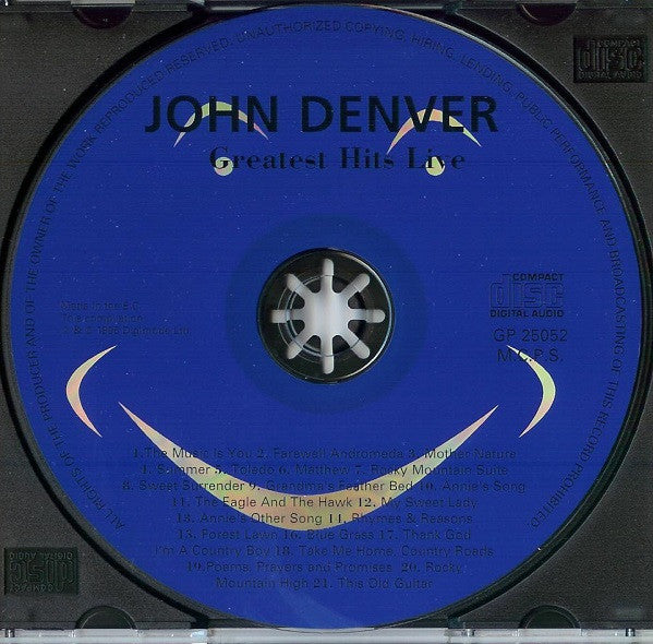 John Denver : Greatest Hits Live (CD, Album, RE)