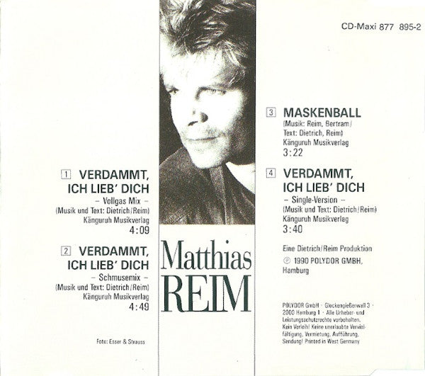 Matthias Reim : Verdammt, Ich Lieb' Dich (CD, Maxi)