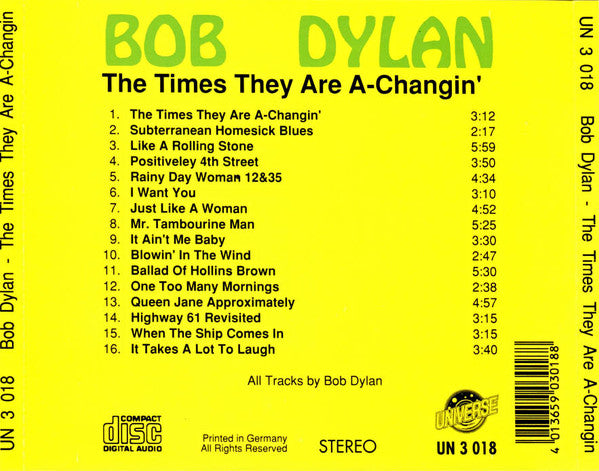 Bob Dylan : The Times They Are A-Changin' (CD, Comp)