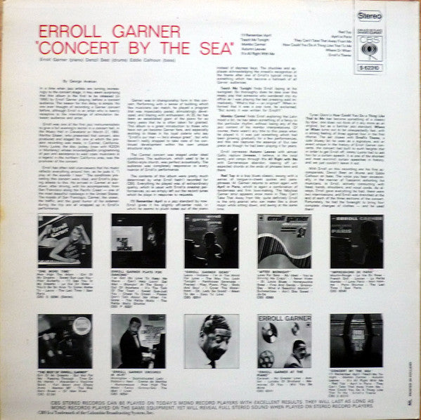 Erroll Garner : Concert By The Sea (LP, Album, RP)