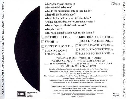 Talking Heads : Stop Making Sense (CD, Album)