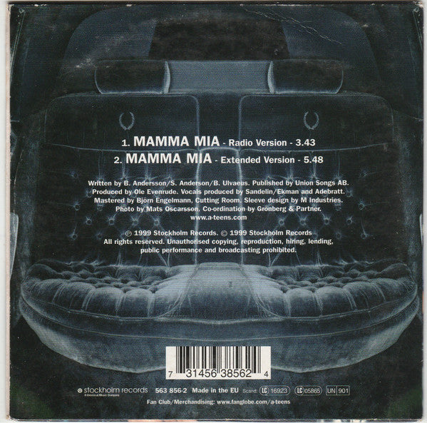 A*Teens : Mamma Mia (CD, Single, Car)