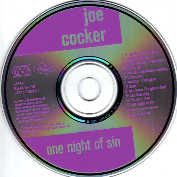 Joe Cocker : One Night Of Sin (CD, Album, RE)