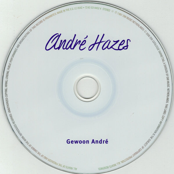 André Hazes : Gewoon André (CD, Album, RE, RM)